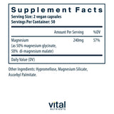 Vital Nutrients Magnesium Malate + Glycinate 240mg supplement side view