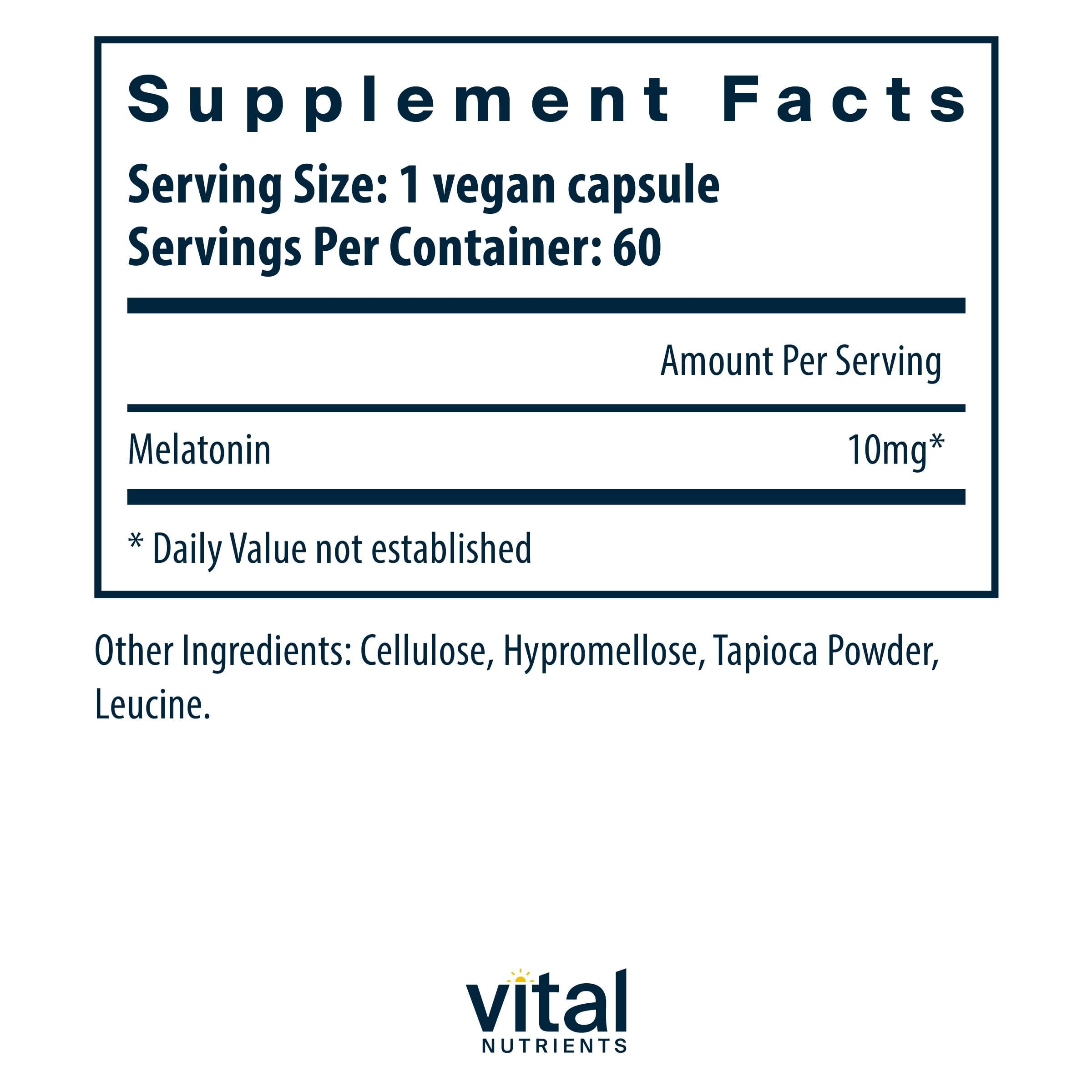 Vital Nutrients Melatonin 10mg capsule bottle with label
