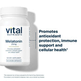 Vital Nutrients Melatonin 20mg capsules on a wooden table