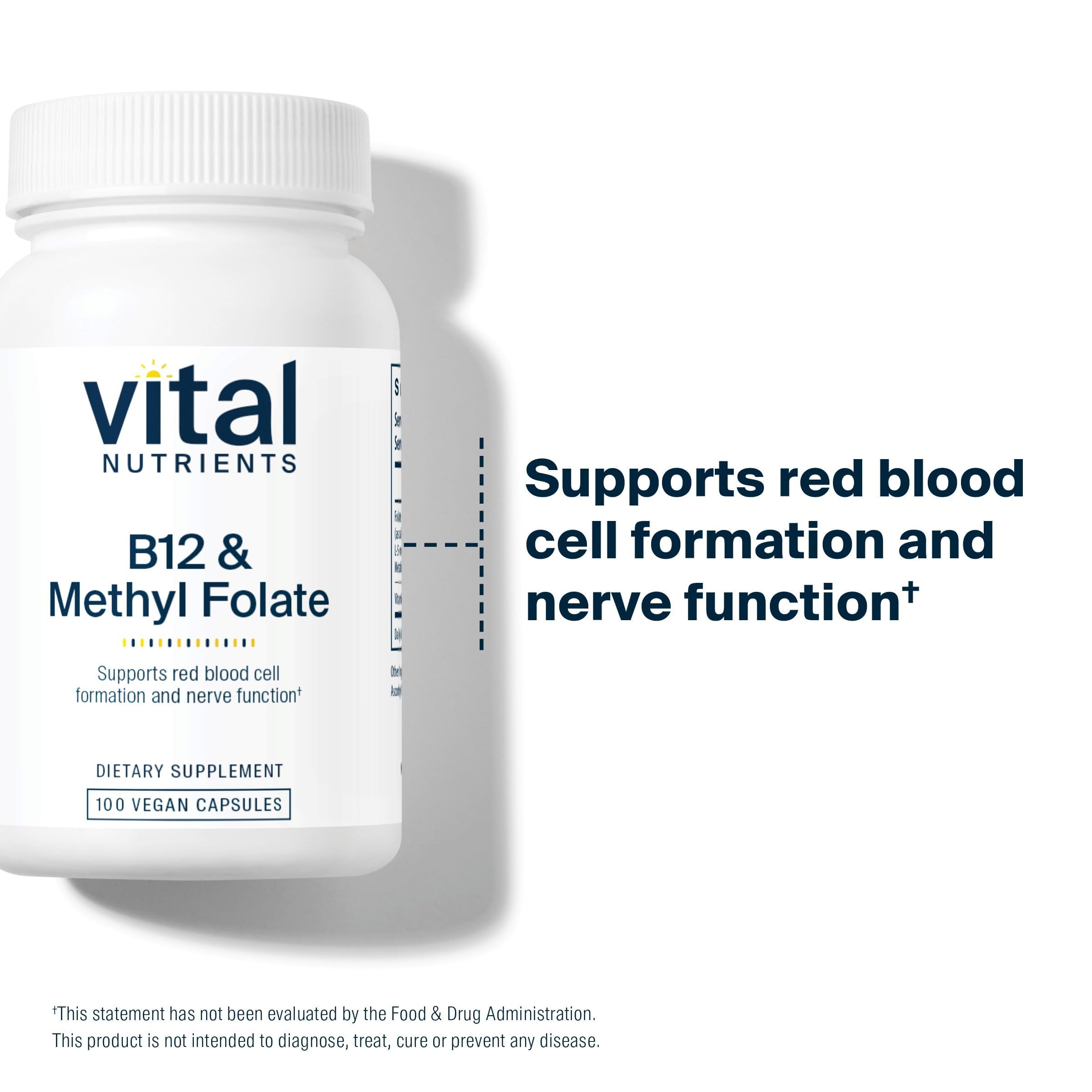 Vital Nutrients Methyl B12 & Folate Capsules bottle with label