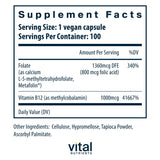 Vital Nutrients Methyl B12 & Folate Capsules side view