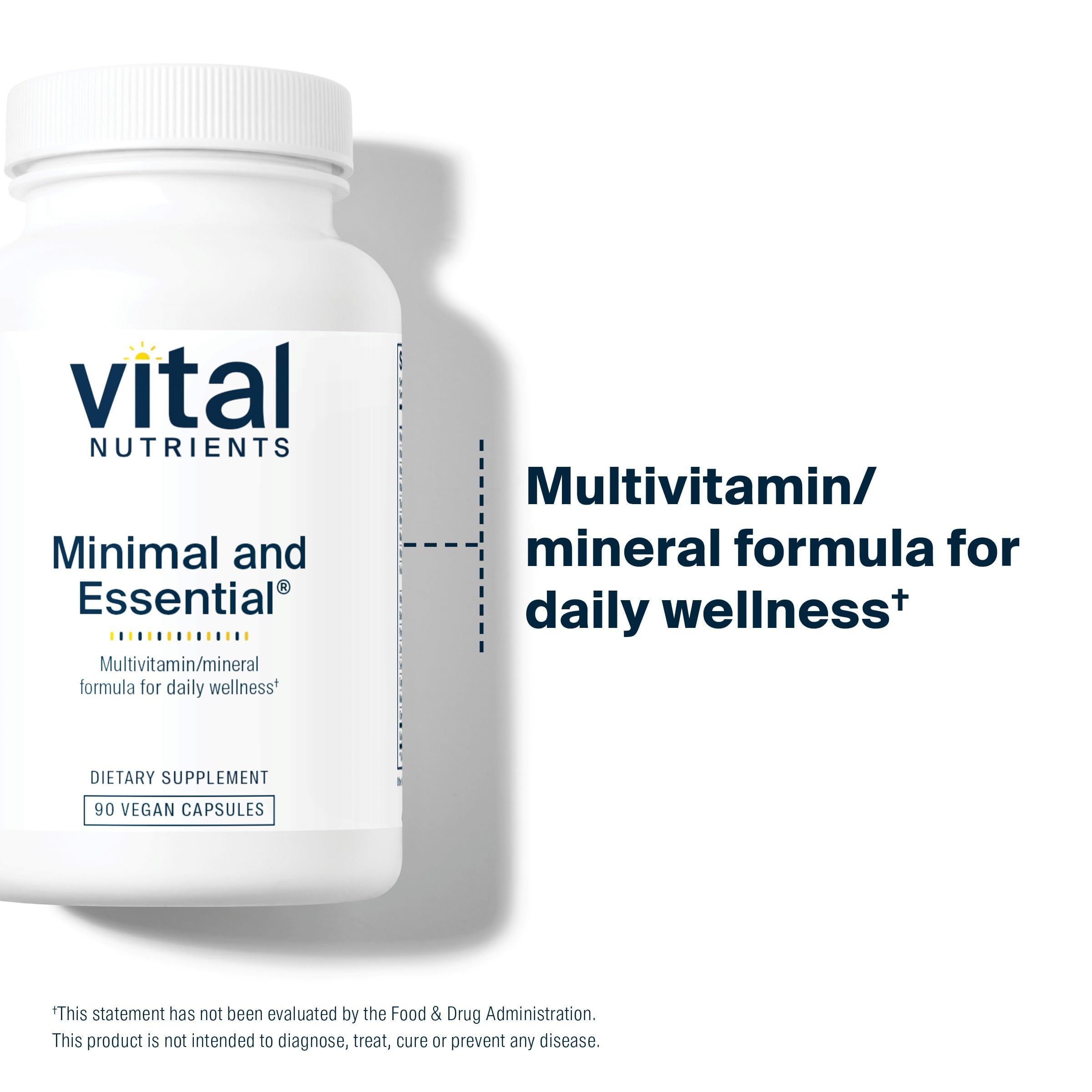 Vital Nutrients Minimal and Essential Multivitamin 90 capsules back view