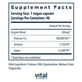 Vital Nutrients Multi-Enzyme Supplement 30g side view