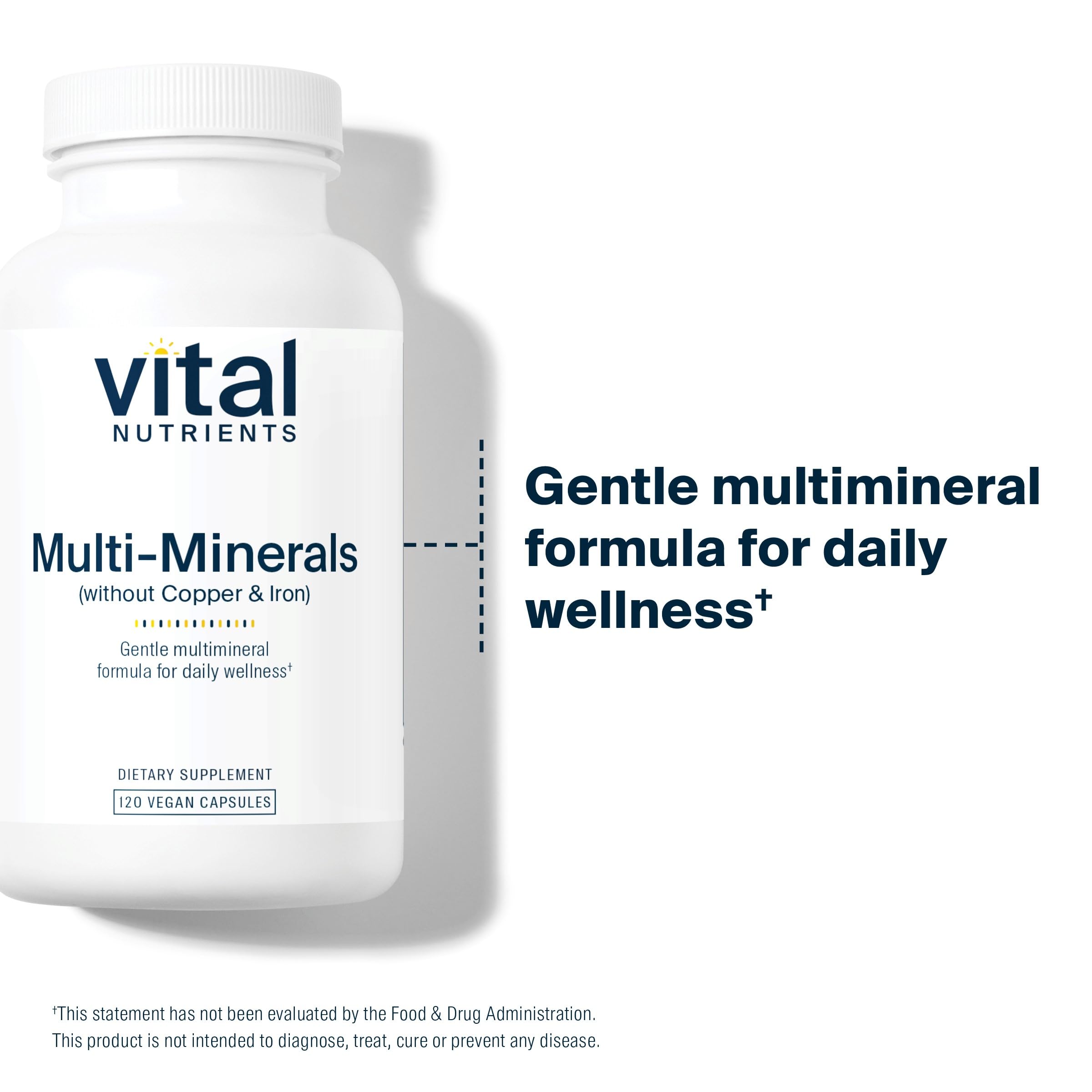 Vital Nutrients Multi-Minerals Supplement on a wooden table