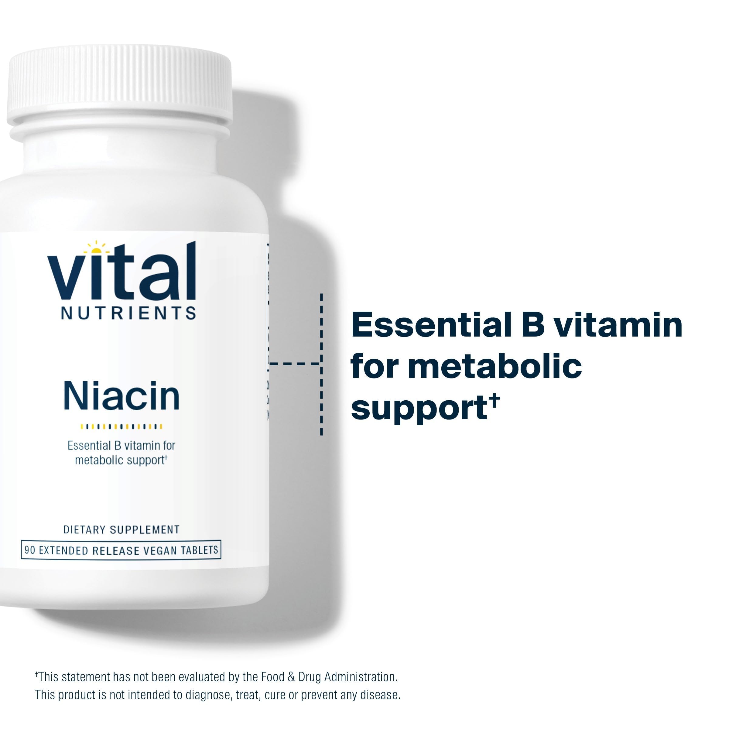 Vital Nutrients Niacin B3 500mg supplement back view