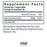 Vital Nutrients Niacin B3 500mg supplement side view