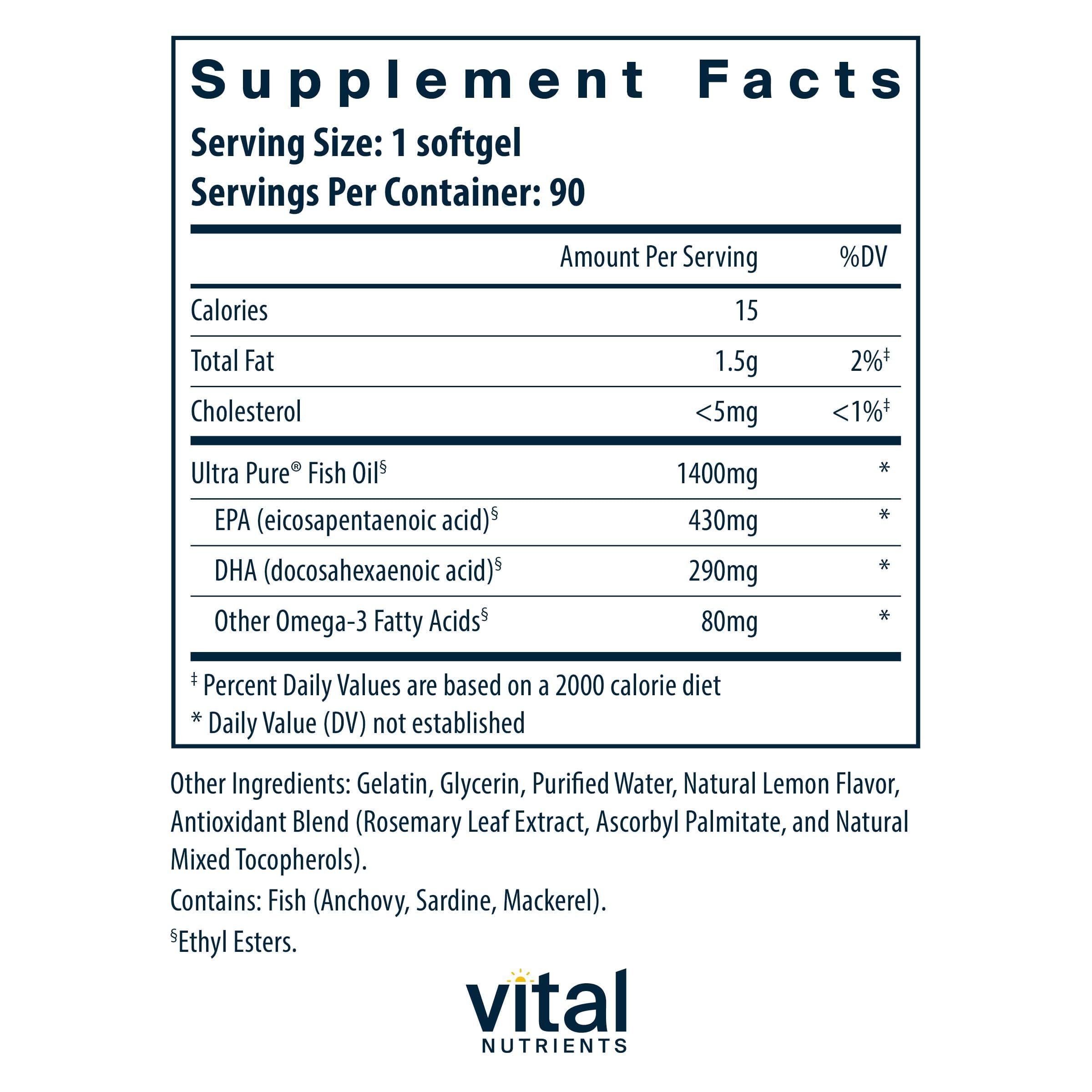 Vital Nutrients Omega-3 Fish Oil 800mg softgel packaging