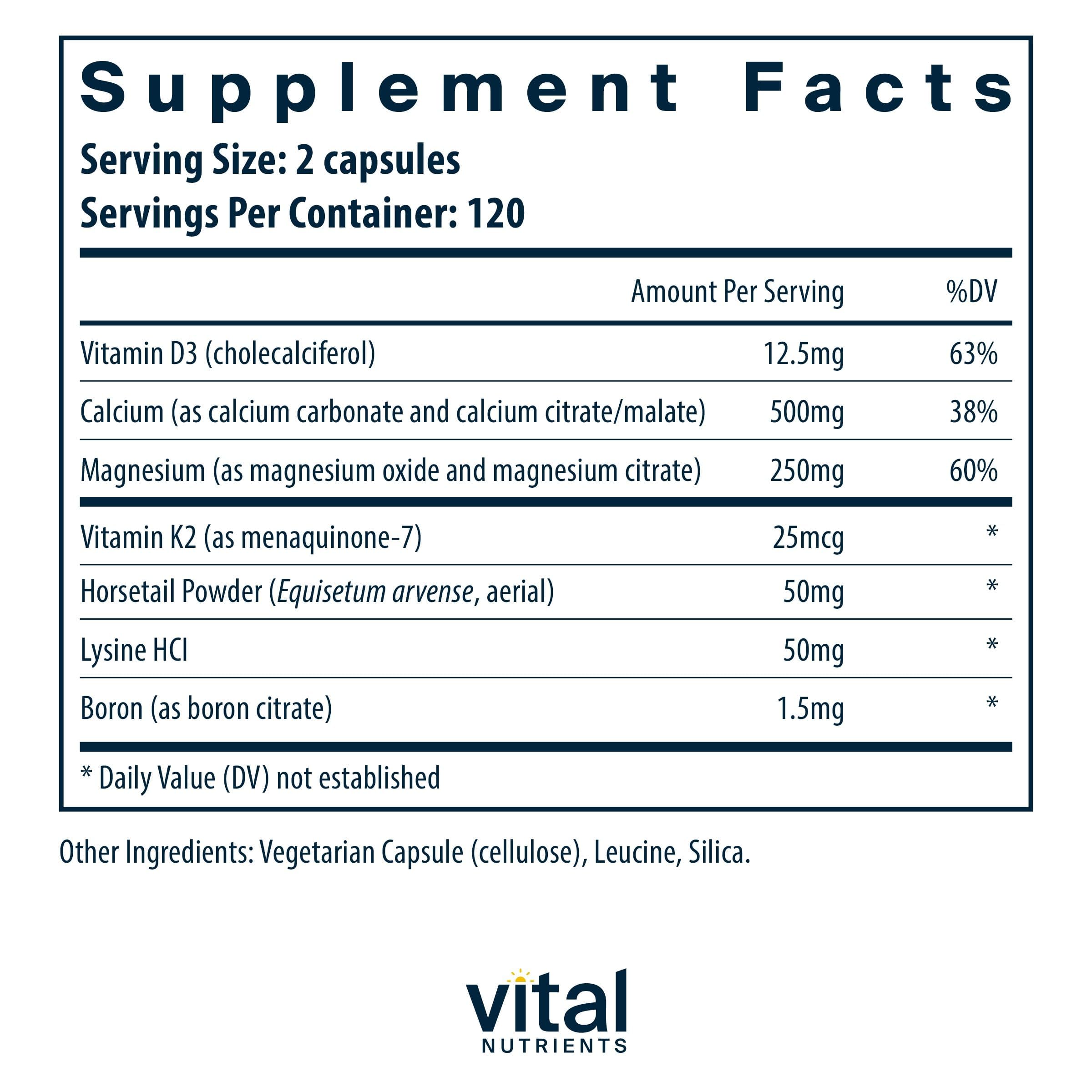 Vital Nutrients Osteo-Nutrients II supplement capsules close-up