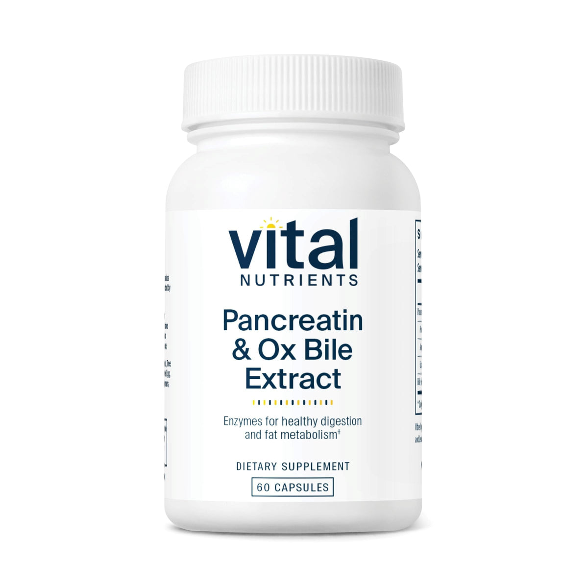 Vital Nutrients Ox Bile daily Enzyme Supplement 500mg front view