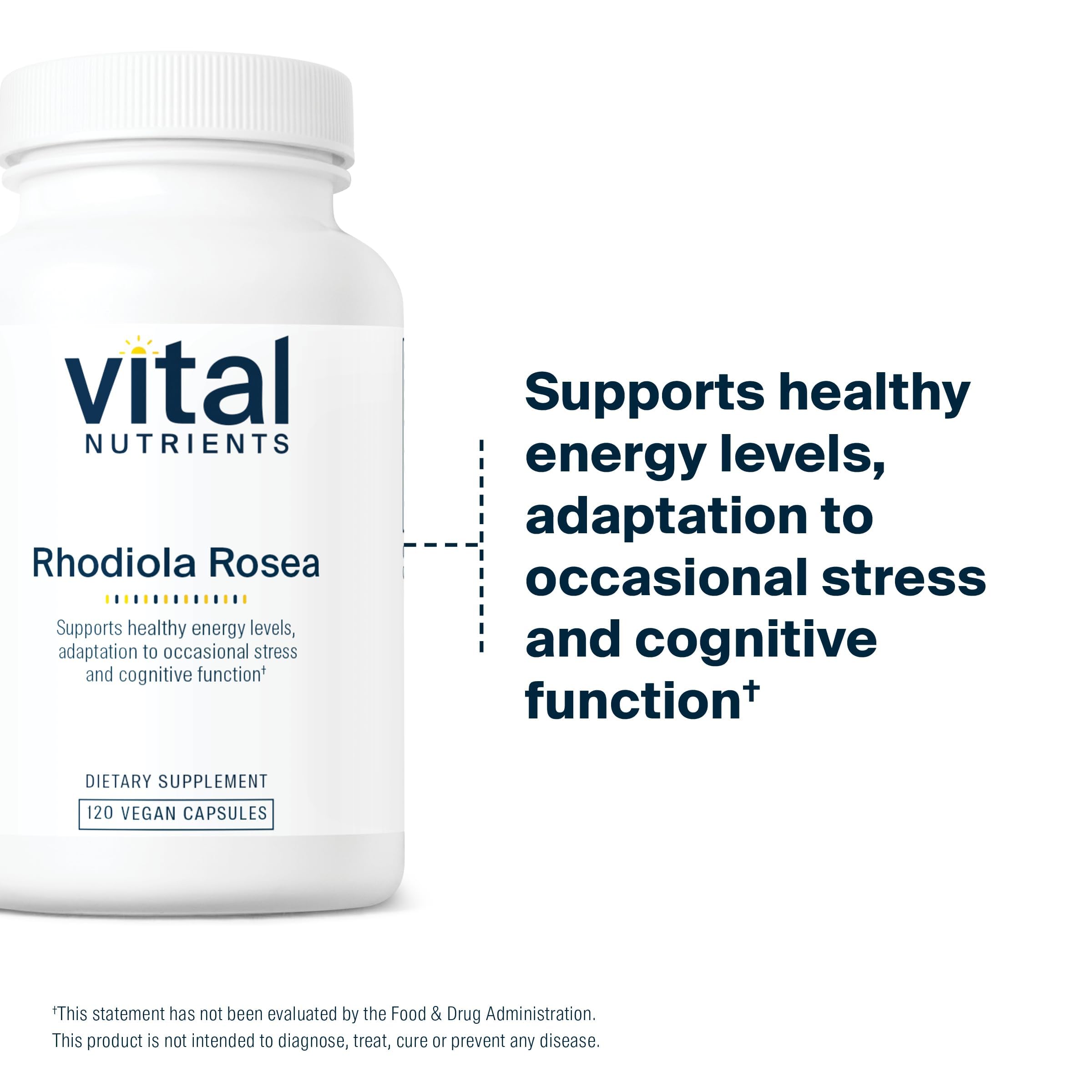 Vital Nutrients Rhodiola Rosea 400mg capsules in hand