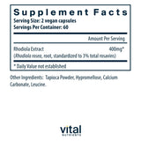 Vital Nutrients Rhodiola Rosea 400mg supplement capsule close-up