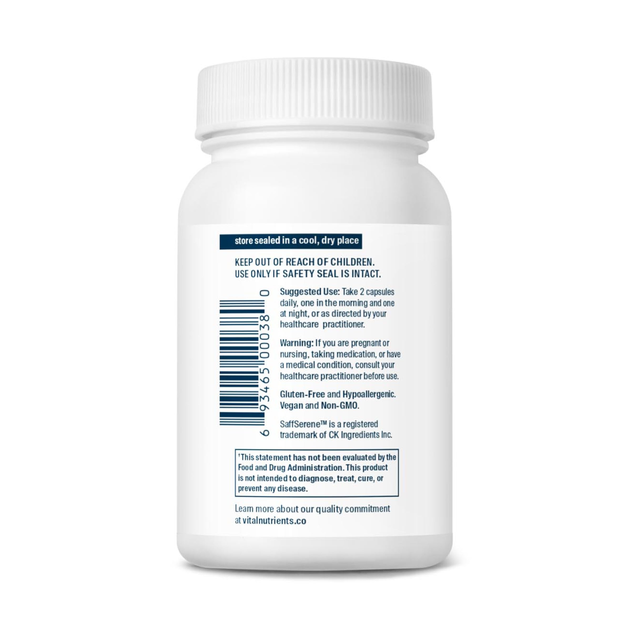 Vital Nutrients Saffron Extract capsules on a wooden table