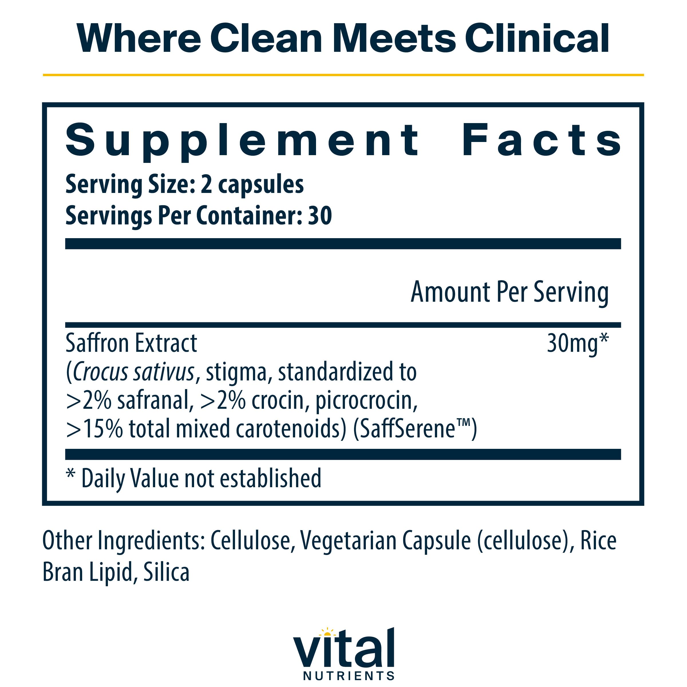 Vital Nutrients Saffron Extract capsules side view