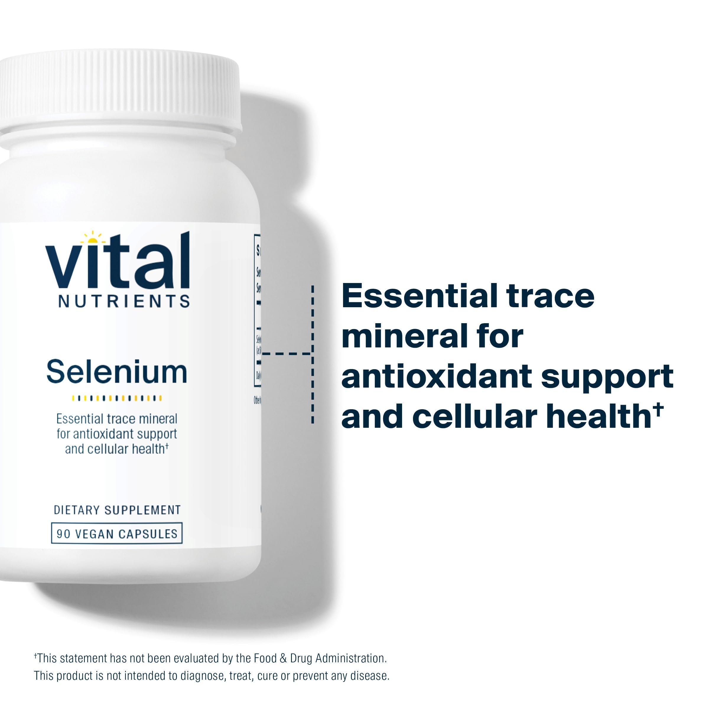 Vital Nutrients Selenium Supplement 200mcg 90 Vegan Capsules close-up of capsules