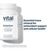 Vital Nutrients Selenium Supplement 200mcg 90 Vegan Capsules on a wooden table