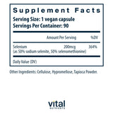 Vital Nutrients Selenium Supplement 200mcg 90 Vegan Capsules side view