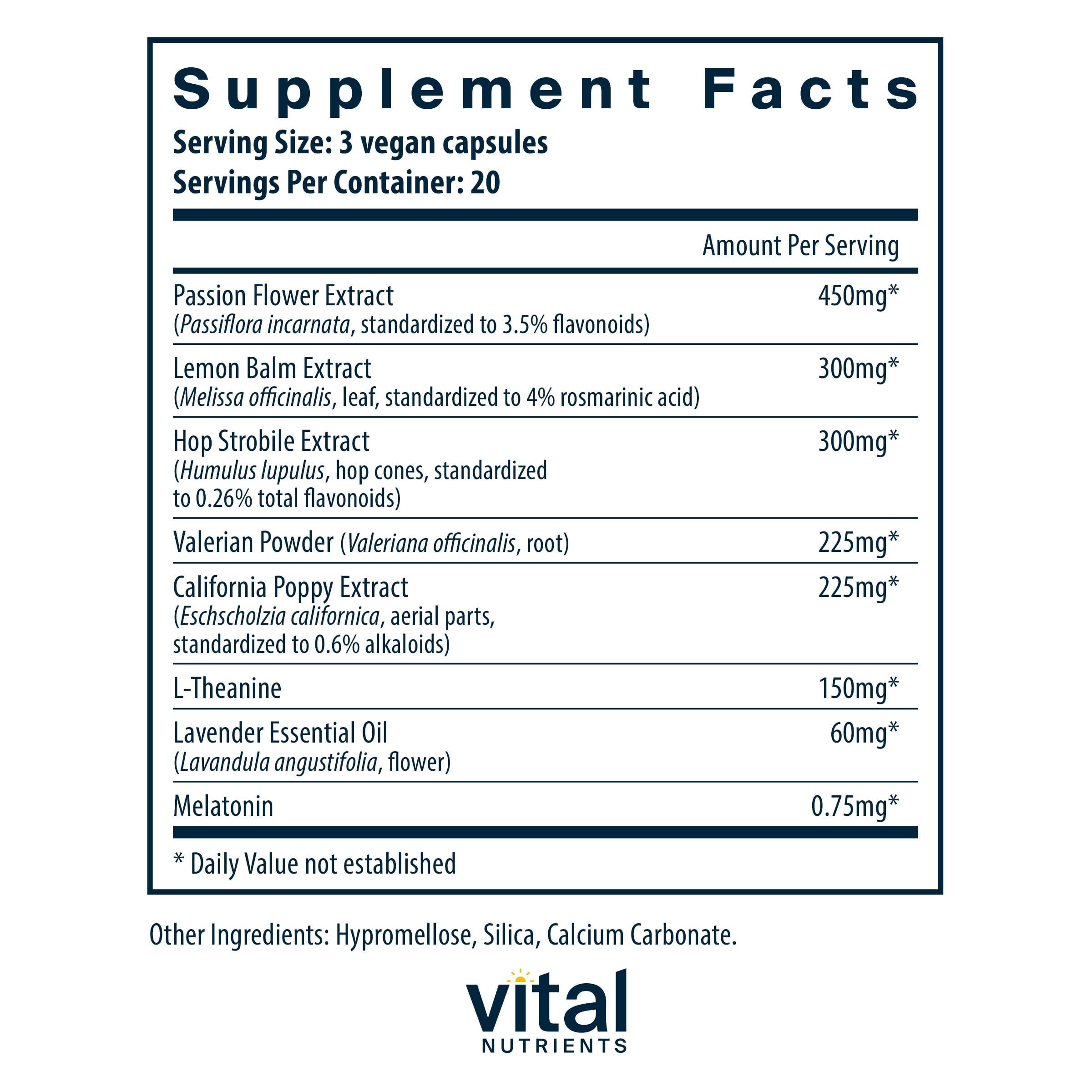 Vital Nutrients Sleep Supplement ingredients list