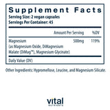 Vital Nutrients Triple Magnesium Complex 500mg vegan capsules side view