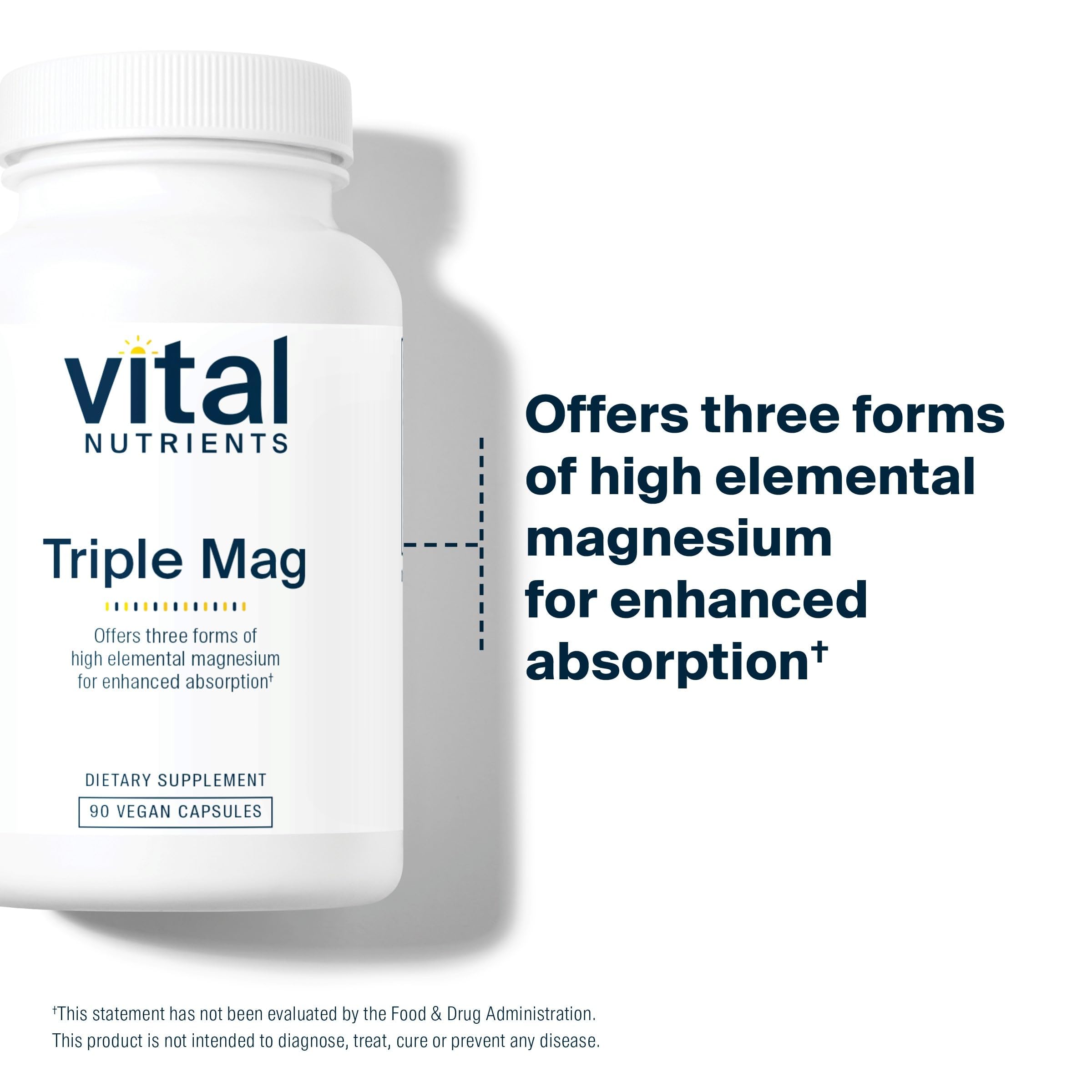 Vital Nutrients Triple Magnesium Complex 500mg vegan capsules with packaging