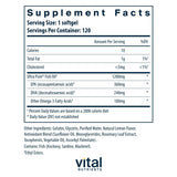 Vital Nutrients Ultra Pure Fish Oil 700 softgels back view with nutritional information