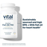 Vital Nutrients Ultra Pure Fish Oil 700 softgels in a clear bottle