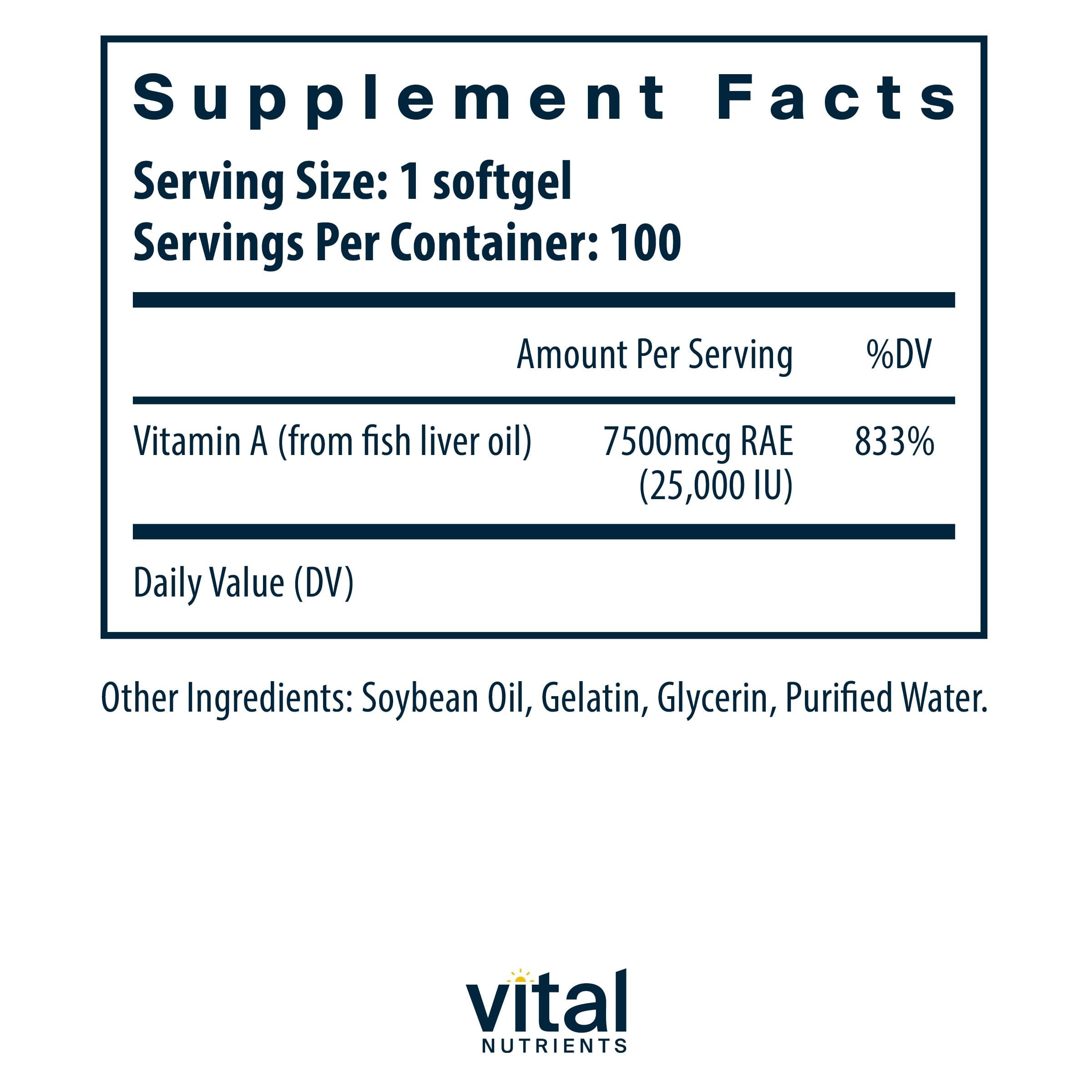 Vital Nutrients Vitamin A softgels close-up