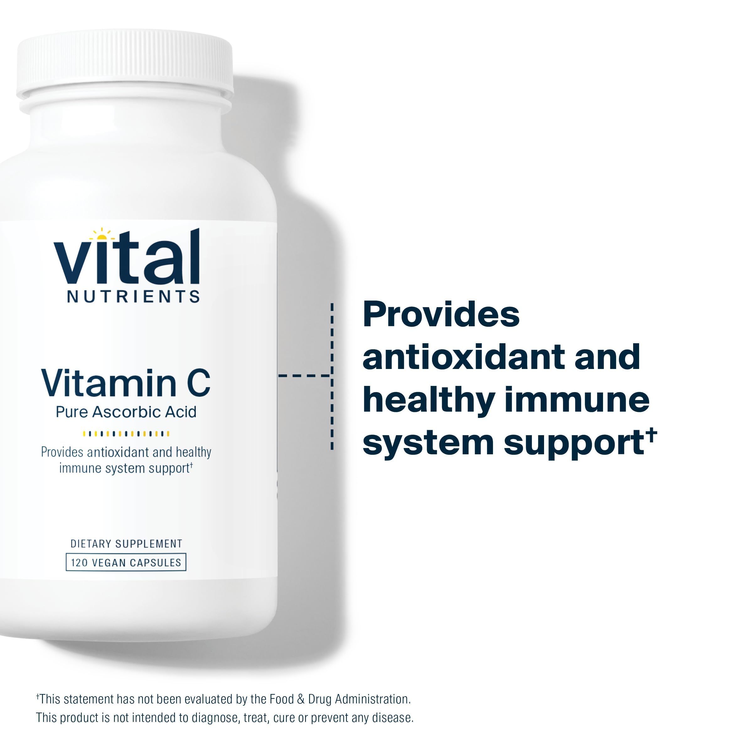 Vital Nutrients Vitamin C 2000mg capsules on a wooden table