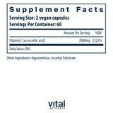 Vital Nutrients Vitamin C 2000mg capsules side view