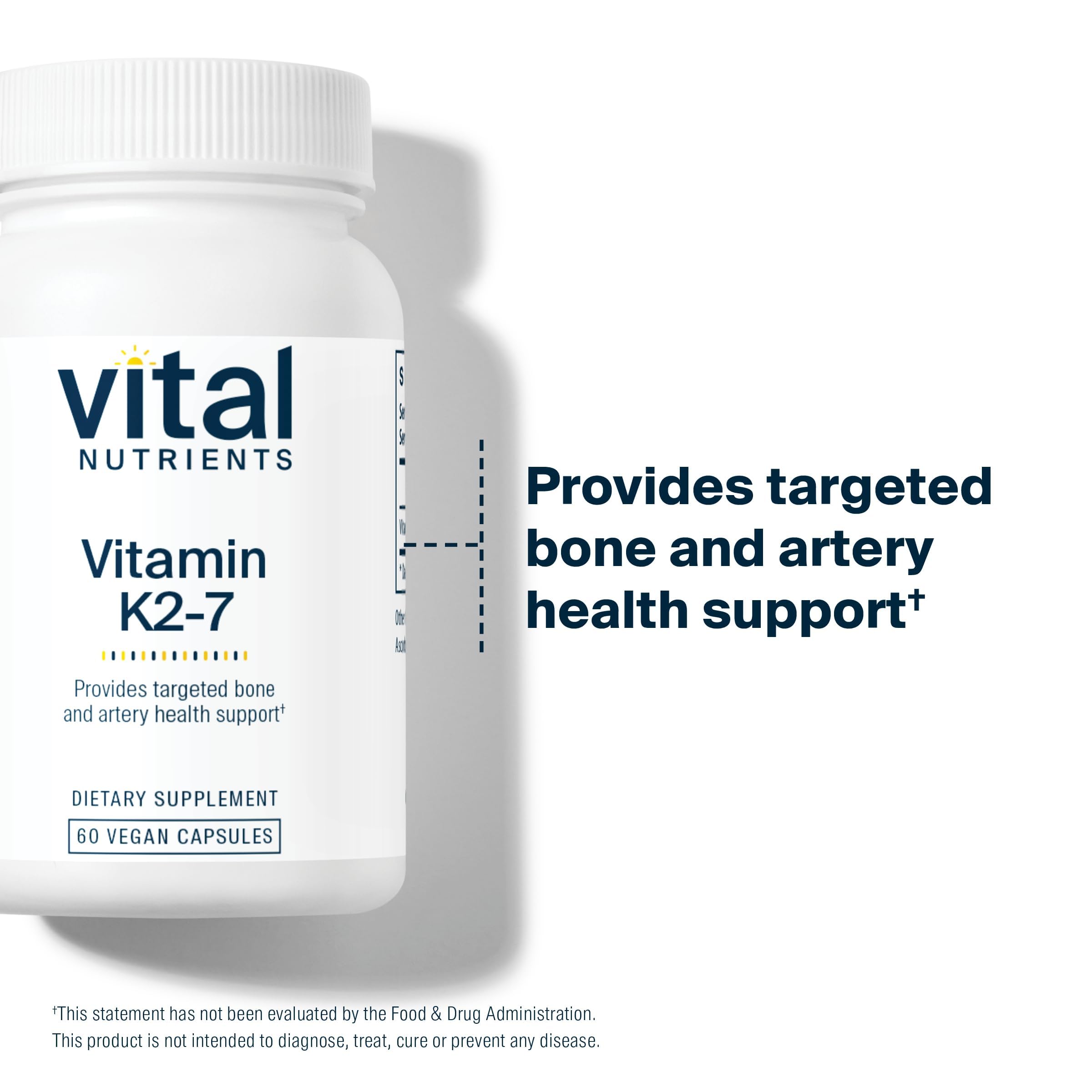 Vital Nutrients Vitamin K2-7 90 Veg Capsules on a wooden table