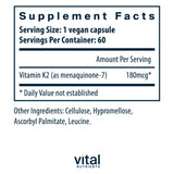 Vital Nutrients Vitamin K2-7 90 Veg Capsules side view