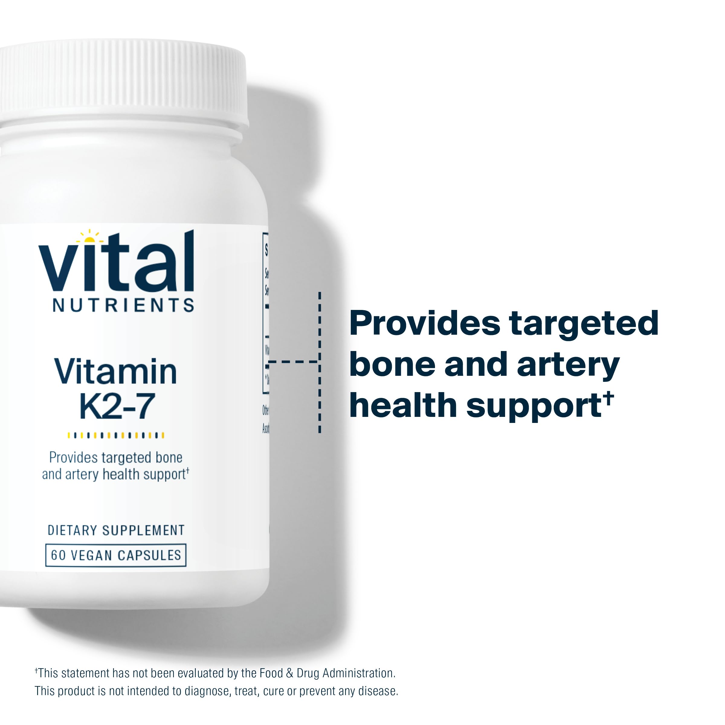 Vital Nutrients Vitamin K2-7 90 Veg Capsules with a measuring spoon