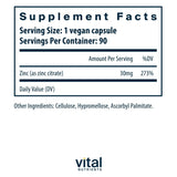 Vital Nutrients Zinc Citrate Supplement side view