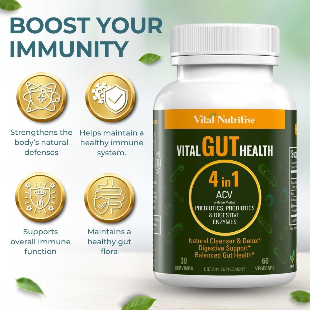 VITAL NUTRITIVE 4-in-1 daily Support Capsules opened bottle