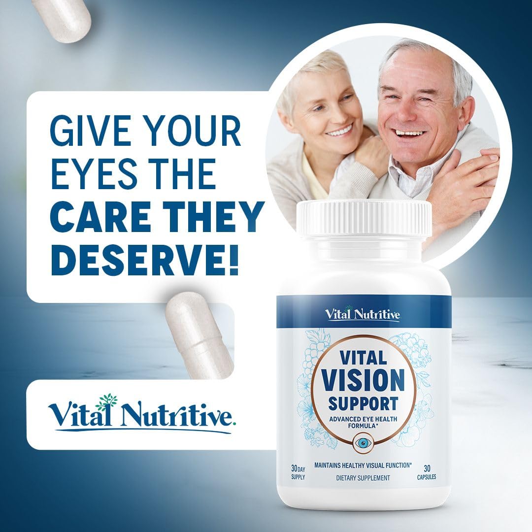 VITAL NUTRITIVE Lutein Eye Supplement displayed with lifestyle items