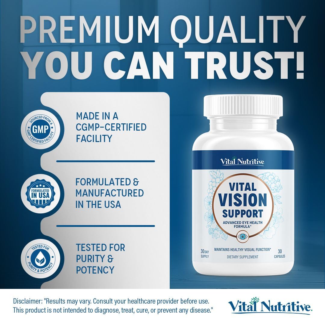 VITAL NUTRITIVE Lutein Eye Supplement with vitamins on a kitchen counter