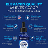 VITAL NUTRITIVE Methylene Blue Drops 1% back view with ingredients