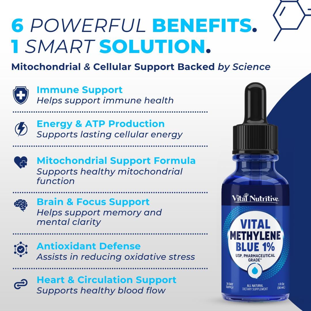 VITAL NUTRITIVE Methylene Blue Drops 1% bottle with dropper