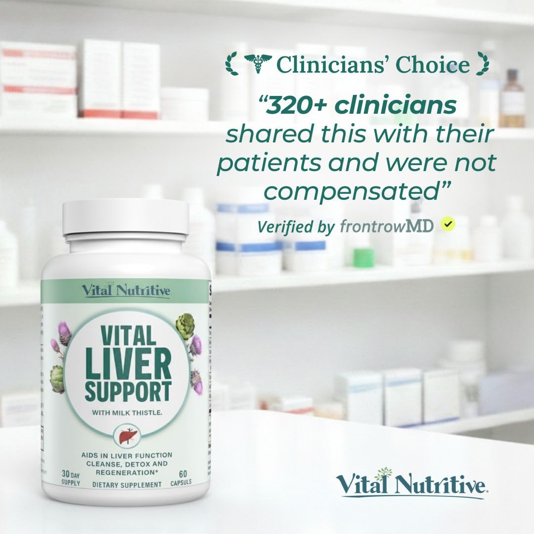 VITAL NUTRITIVE Milk Thistle Liver Support Supplement bottle on a table