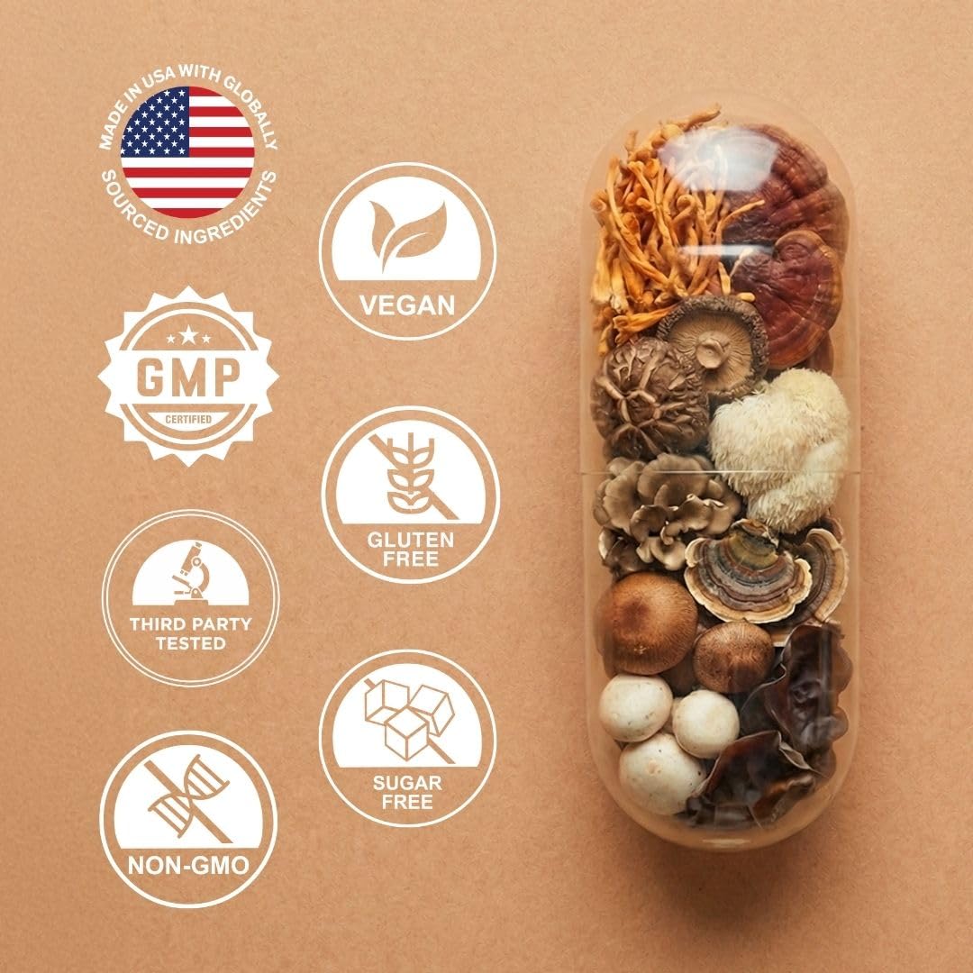 VITAL NUTRITIVE Mushroom Complex bottle on a kitchen counter