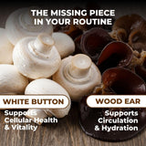 VITAL NUTRITIVE Mushroom Complex capsules with natural background