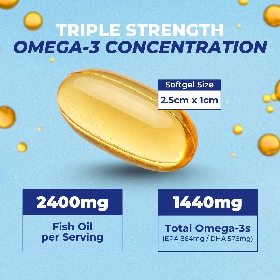 VITAL NUTRITIVE Omega-3 Fish Oil Capsules 2400mg softgel close-up