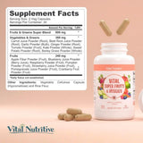 VITAL NUTRITIVE Super Fruits and Vegetables capsules on a wooden table
