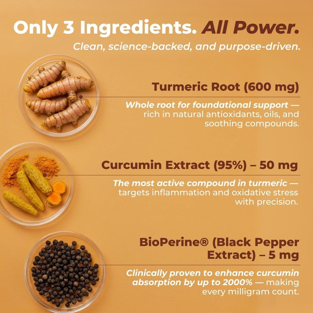 VITAL NUTRITIVE Turmeric Curcumin Capsules on a wooden table