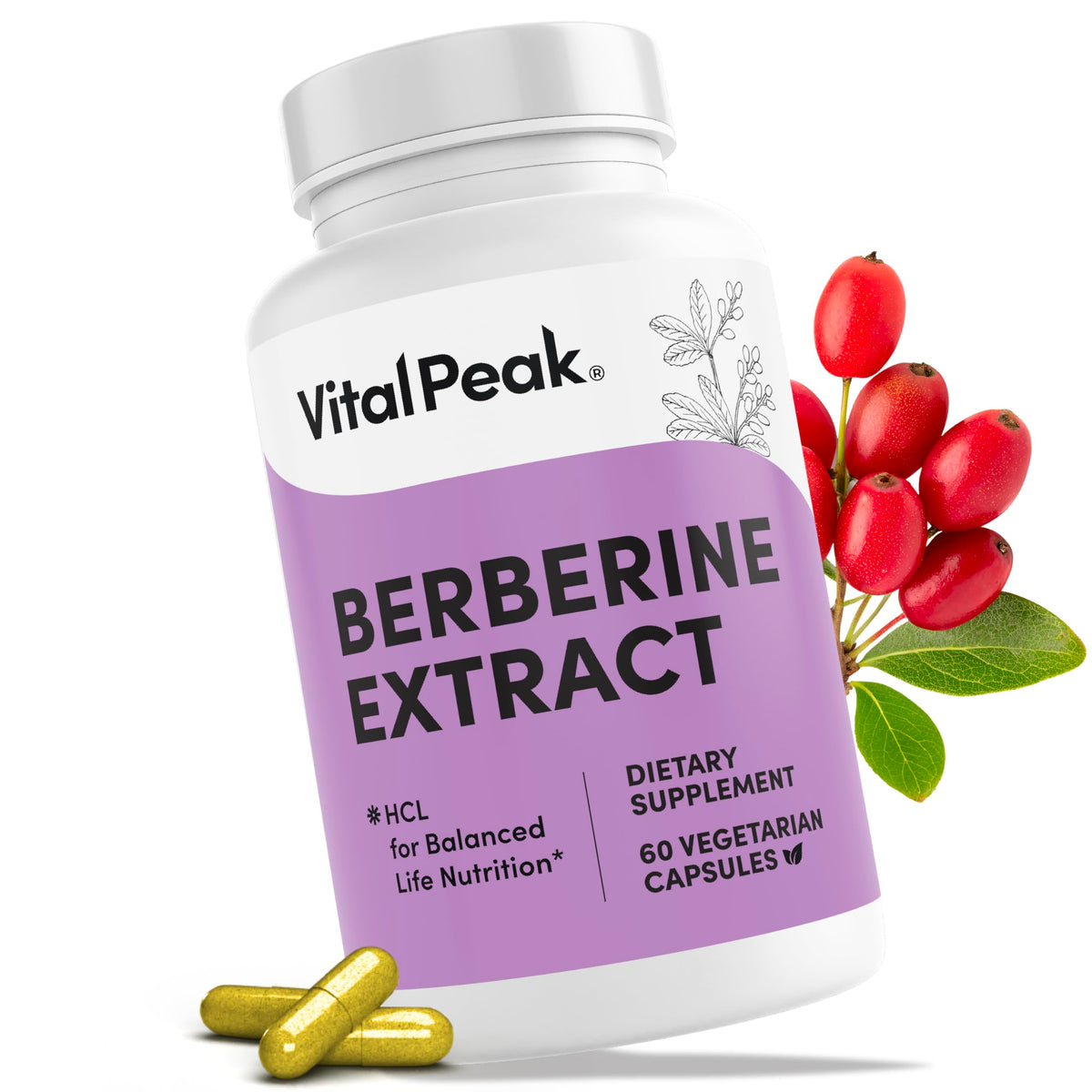 Vital Peak Berberine Supplement 1000mg front view