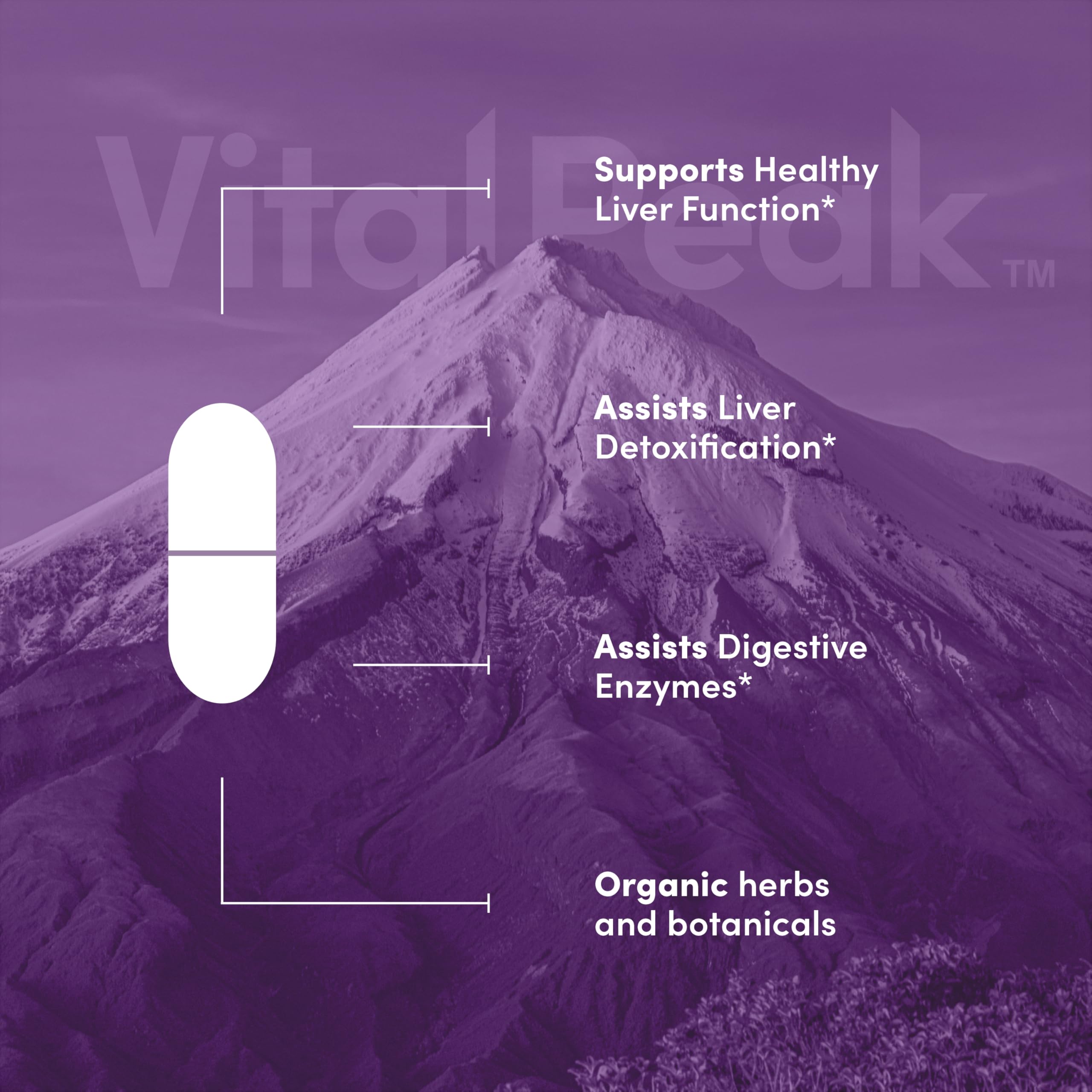 Vital Peak Liver Extracts Supplement displayed with a glass of water