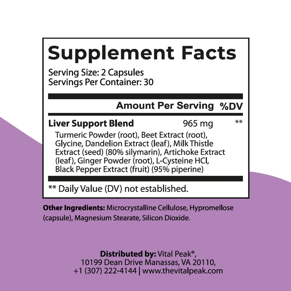 Vital Peak Liver Extracts Supplement side view showing capsule