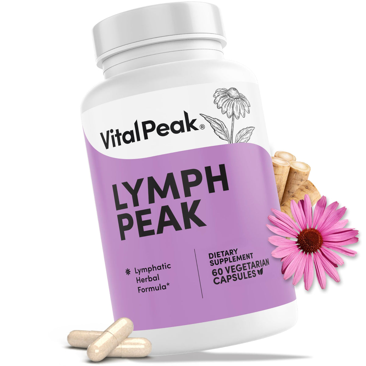 Vital Peak Lymph Peak Bromelain Supplement front view