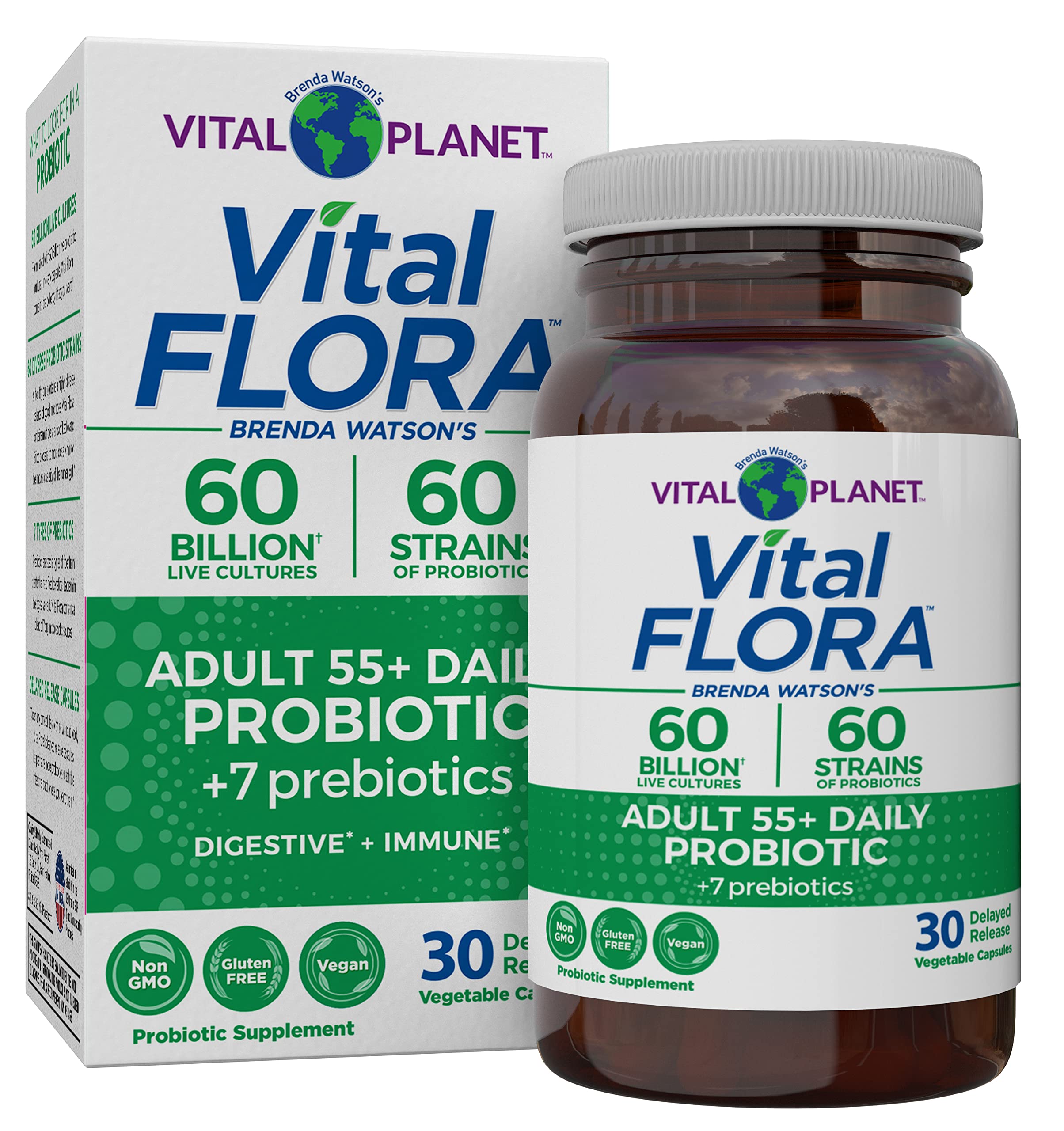 Vital Planet Adult 55+ Daily Probiotic 30 capsules front view