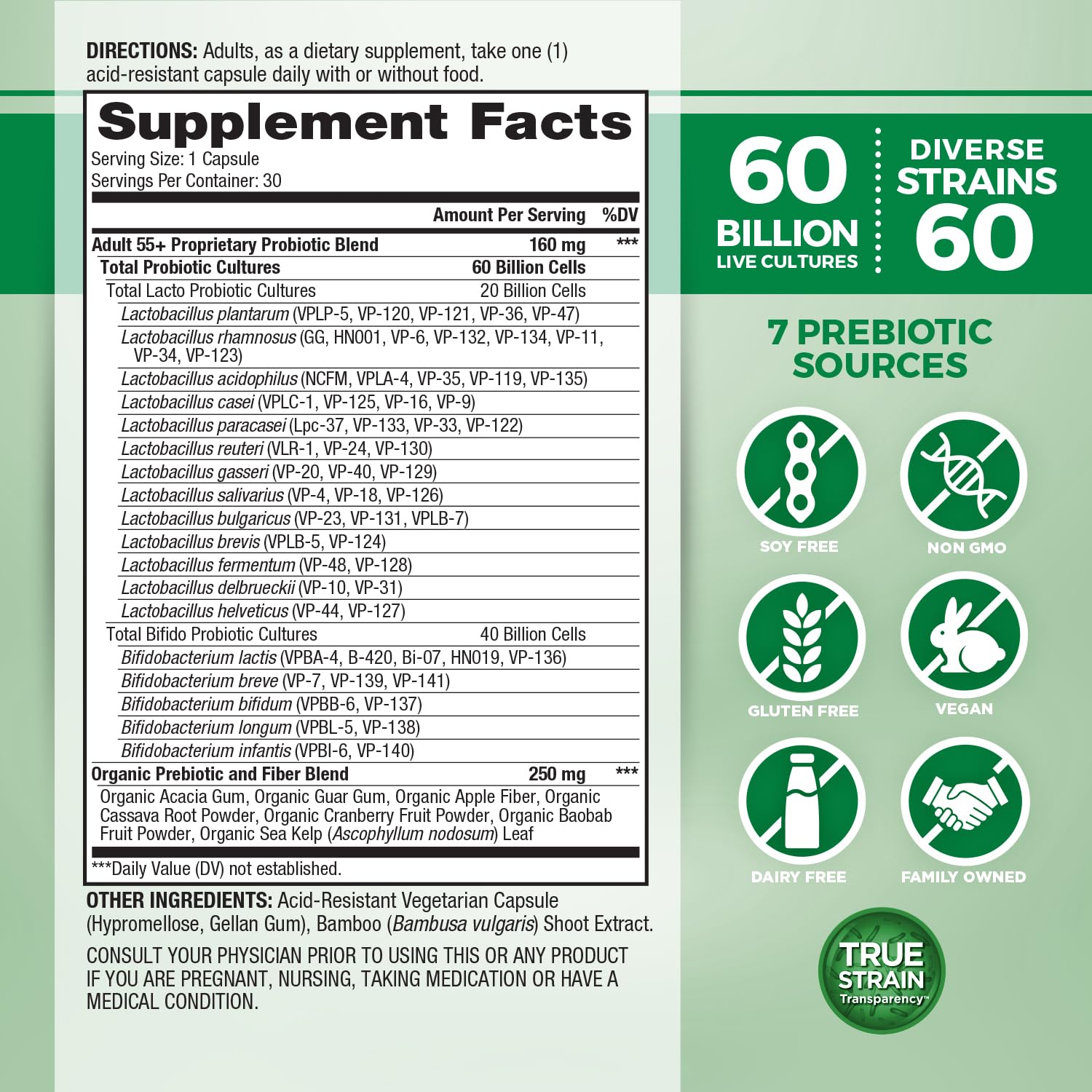 Vital Planet Adult 55+ Daily Probiotic side view showing capsule