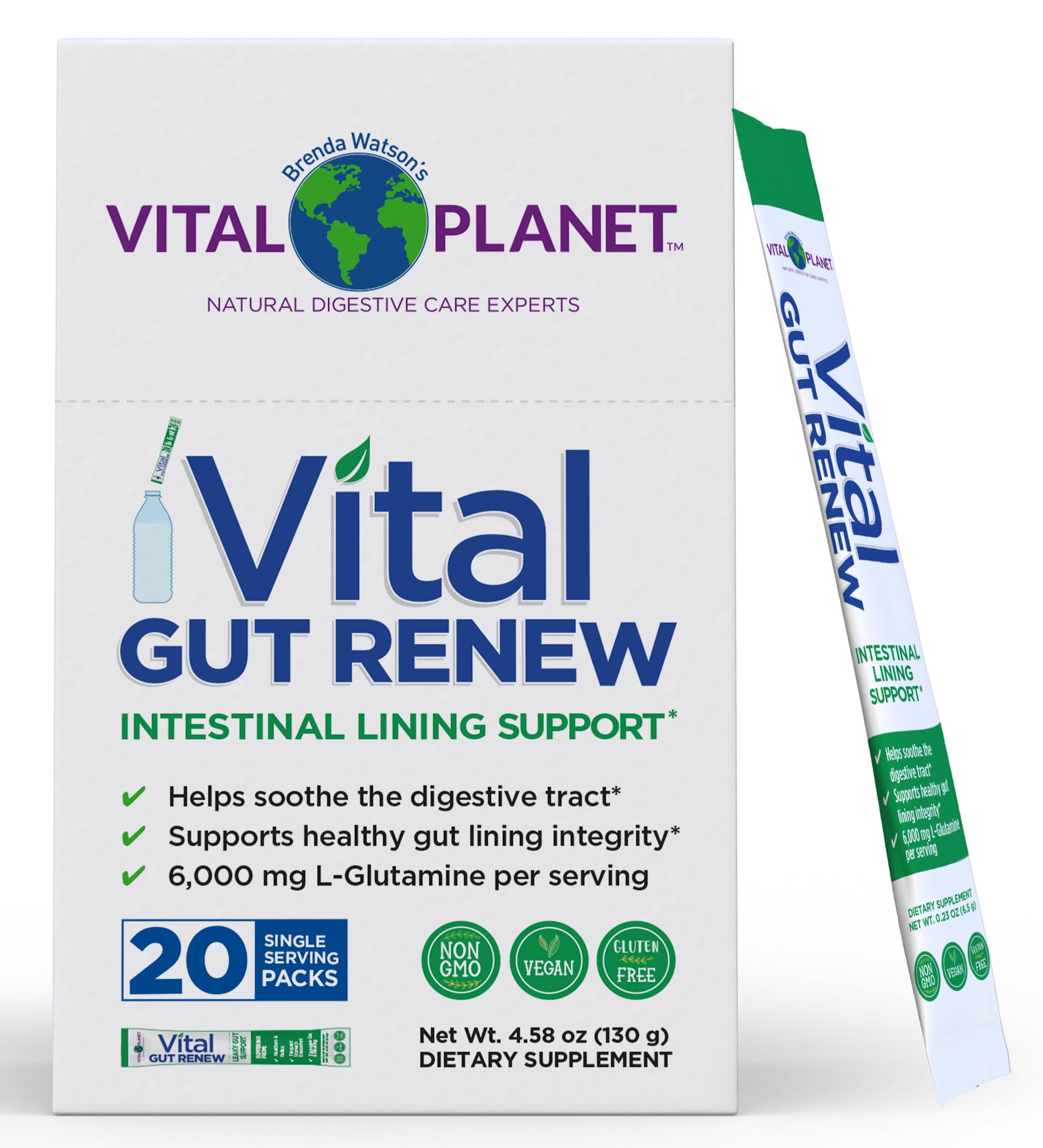 Vital Planet Gut Renew L-Glutamine Powder 6000mg front view